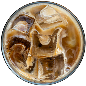 cold brew coffee beverage with ice cubes in a glass
