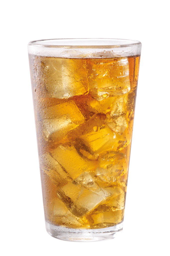 a glass of ice tea on a clear background