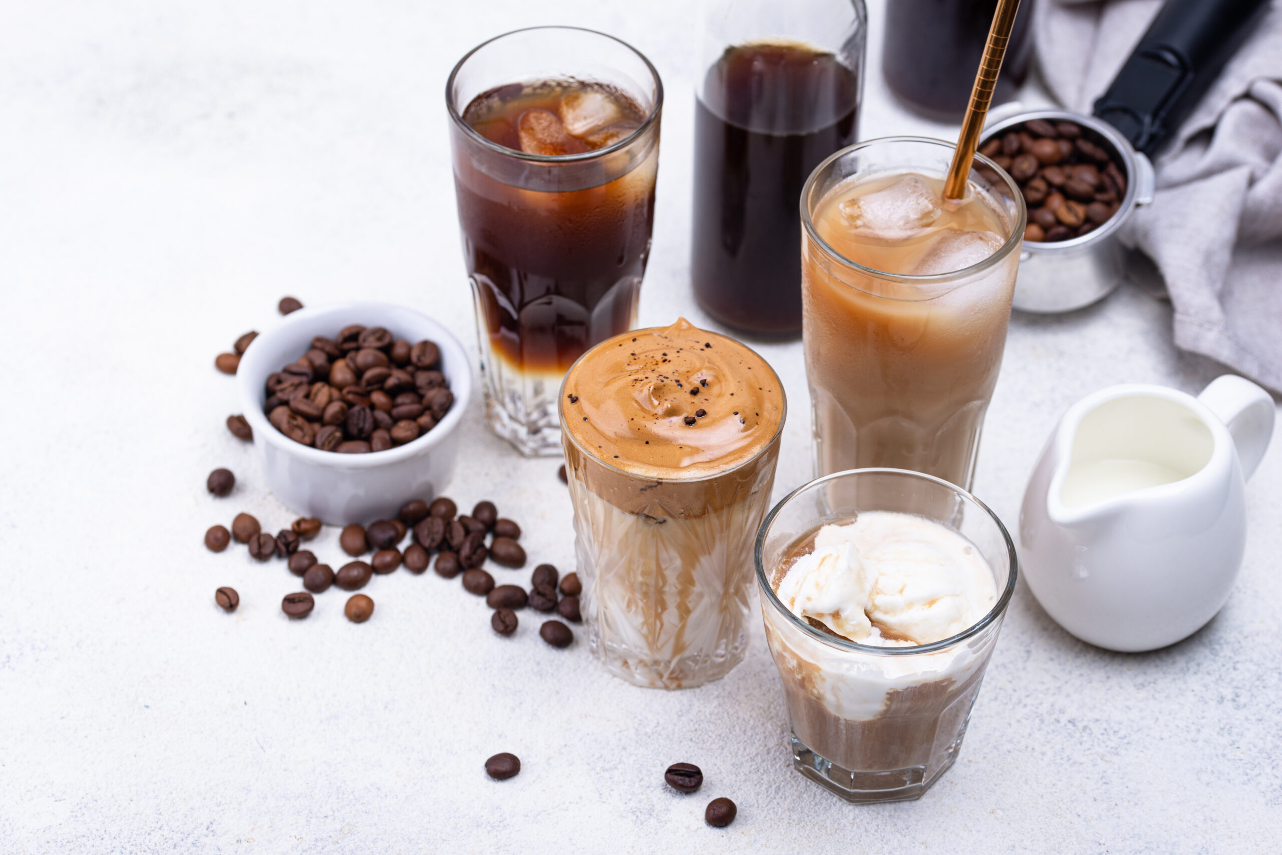 A table filled with a variety of refreshing beverages