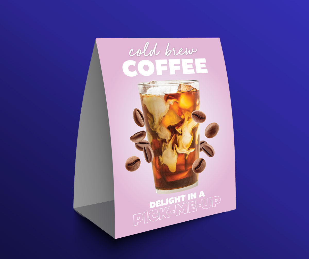 paper bag featuring a picture of a beverage in it