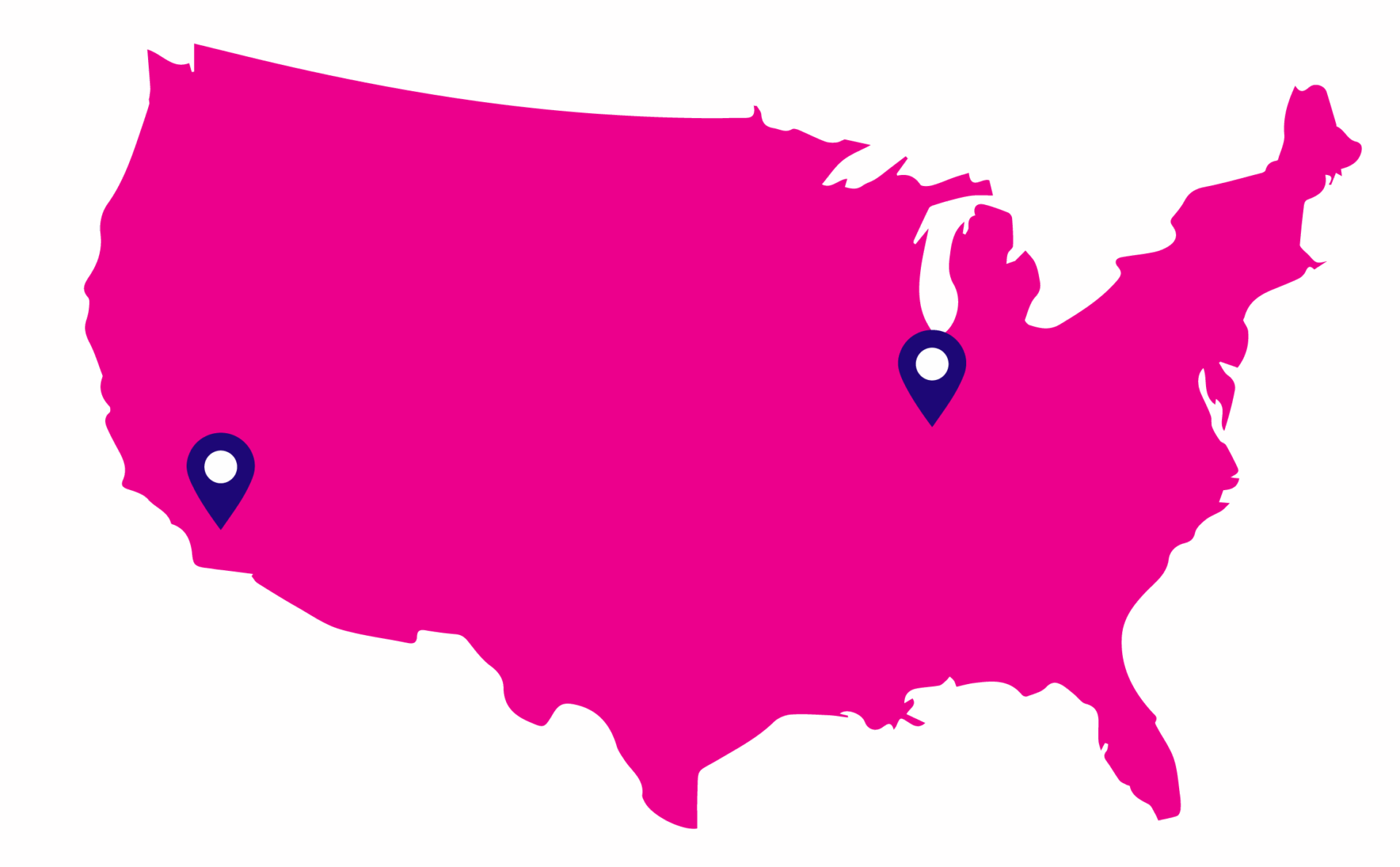 map of the united states with pin markers